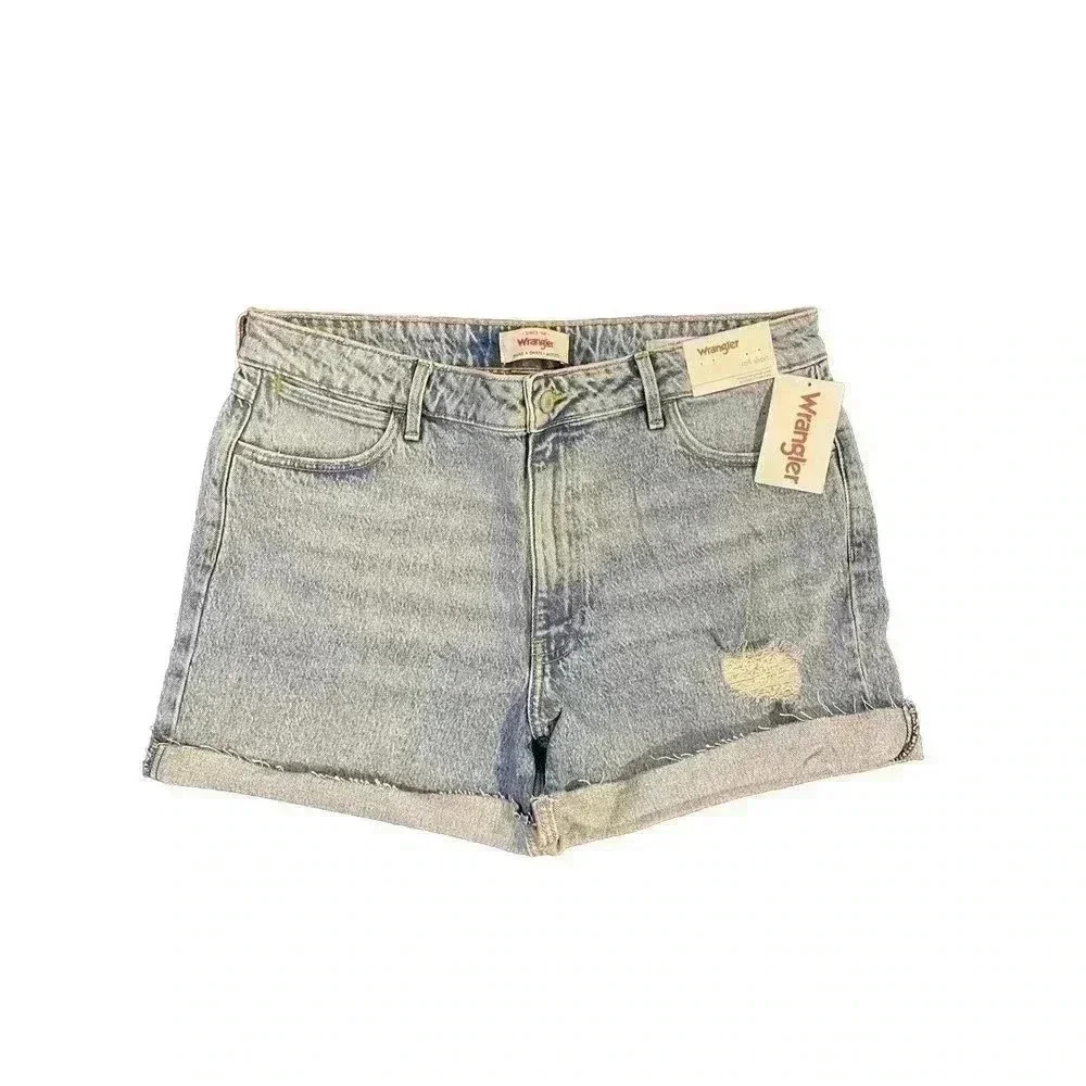 Wrangler Jean Shorts Women’s 12 31 Rolled High Rise Roll Vintage Mom Cut Off NWT